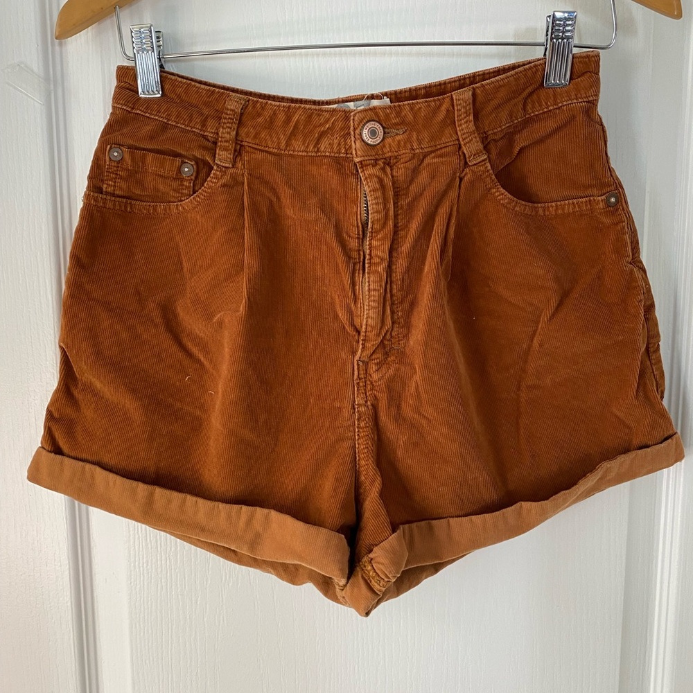 We The Free Brown Corduroy High Waisted cuffed Shorts Sz 27